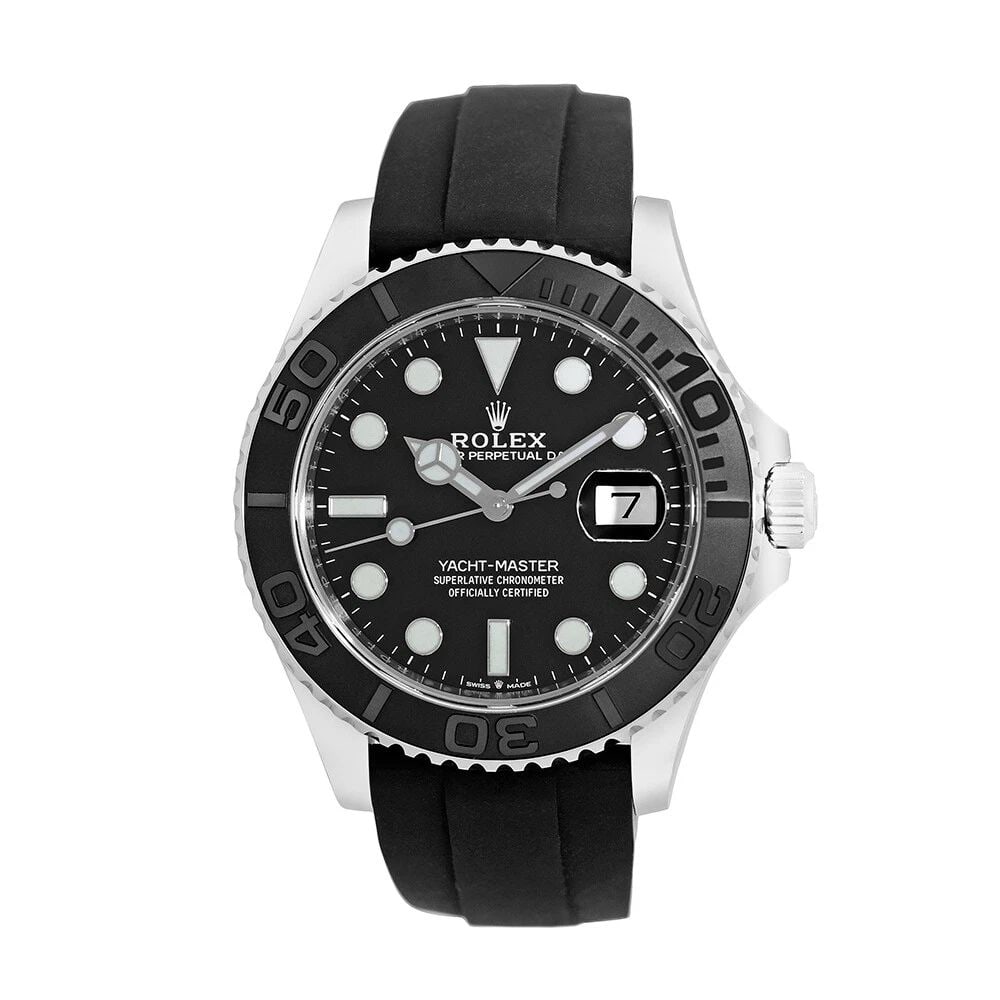 ROLEX 18K WHITE GOLD 42MM YACHTMASTER OYSTERFLEX 226659 BOX WARRANTY MINTY: ROLEX 18K White Gold 42mm Yacht-Master 226659 Box Warranty 2021 Certified Pre-Owned Gent's 18K White Gold 42mm Rolex "Yacht-Master" Automatic Item #: CT47785 BRAND Rolex Model: Yacht-Master Reference 