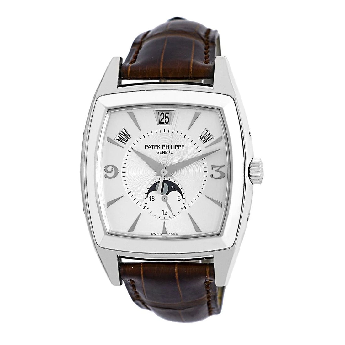 PATEK PHILIPPE 18K WHITE GOLD 39MM GONDOLO ANNUAL CALENDAR 5135 BOX WARRANTY: PATEK PHILIPPE 18K WHITE GOLD 39MM GONDOLO ANNUAL CALENDAR 5135 BOX WARRANTY PATEK PHILIPPE 18K White Gold 39mm Gondolo Annual Calendar 5135 Day Date Month Moonphase Warranty Gent's 18K White Gold 39m