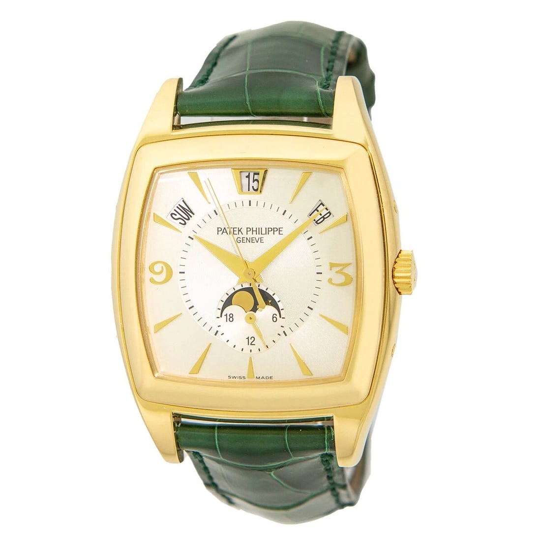 PATEK PHILIPPE 18K YELLOW GOLD GONDOLO ANNUAL CALENDAR 5135 MOON BOX WARRANTY: PATEK PHILIPPE 18K YELLOW GOLD GONDOLO ANNUAL CALENDAR 5135 MOON BOX WARRANTY PATEK PHILIPPE 18K Yellow Gold Gondolo Annual Calendar 5135 Moonphase Warranty Gent's 18K Yellow Gold Patek Philippe Ref #