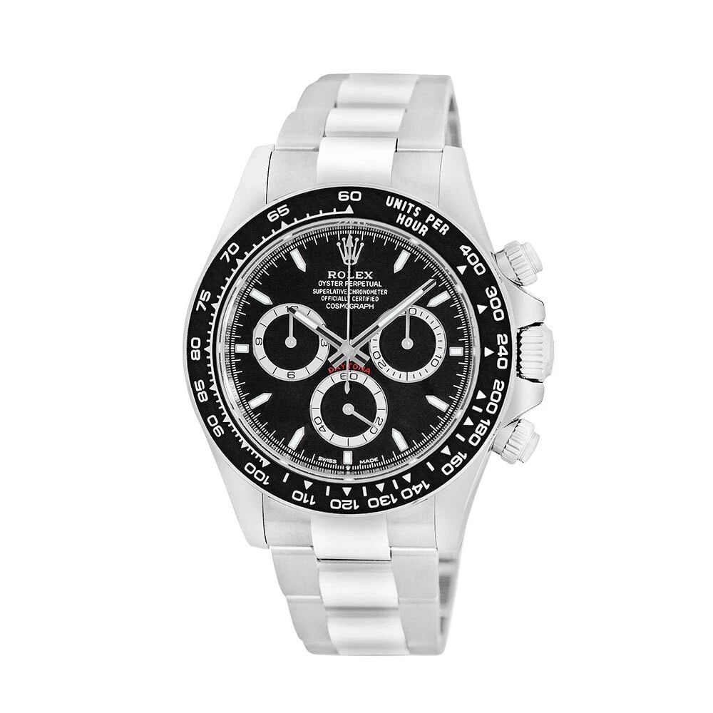 ROLEX STAINLESS STEEL 40MM DAYTONA COSMOGRAPH BLACK 126500LN BOX WARRANTY MINTY: ROLEX Stainless Steel 40mm Daytona Cosmograph 126500LN Warranty Box 2024 Gent's Stainless Steel 40mm Rolex "Daytona" Automatic Cosmograph Item #: CDC042418 BRAND Rolex Model: Daytona Cosmograph Refere