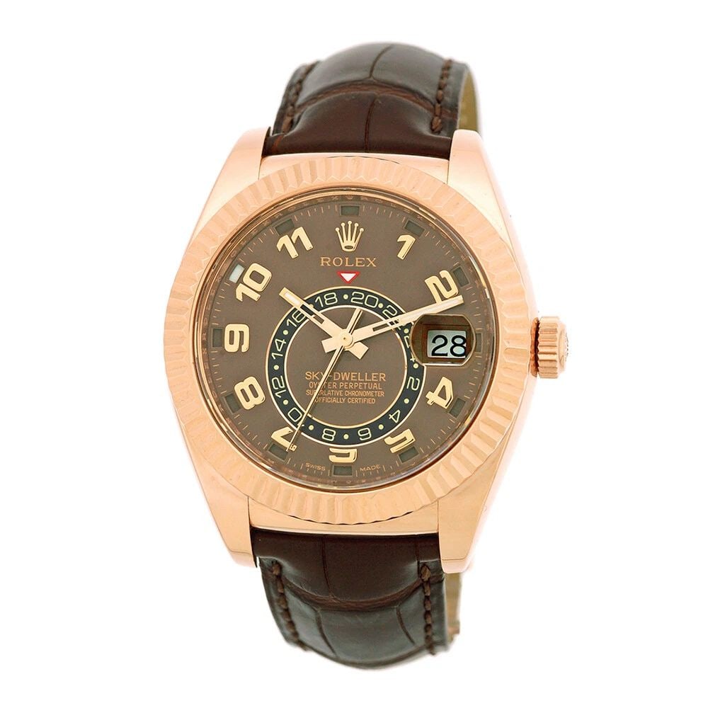 ROLEX 18K ROSE GOLD 42MM SKY-DWELLER 326135 WARRANTY BOX MINTY 2014: ROLEX 18K ROSE GOLD 42MM SKY-DWELLER 326135 WARRANTY BOX MINTY 2014 ROLEX 18K Rose Gold 42mm Sky Dweller 326135 Warranty Box MINTY Automatic 2014 Sertified Pre-Owned Gent's 18K Rose Gold 42mm Rolex "S