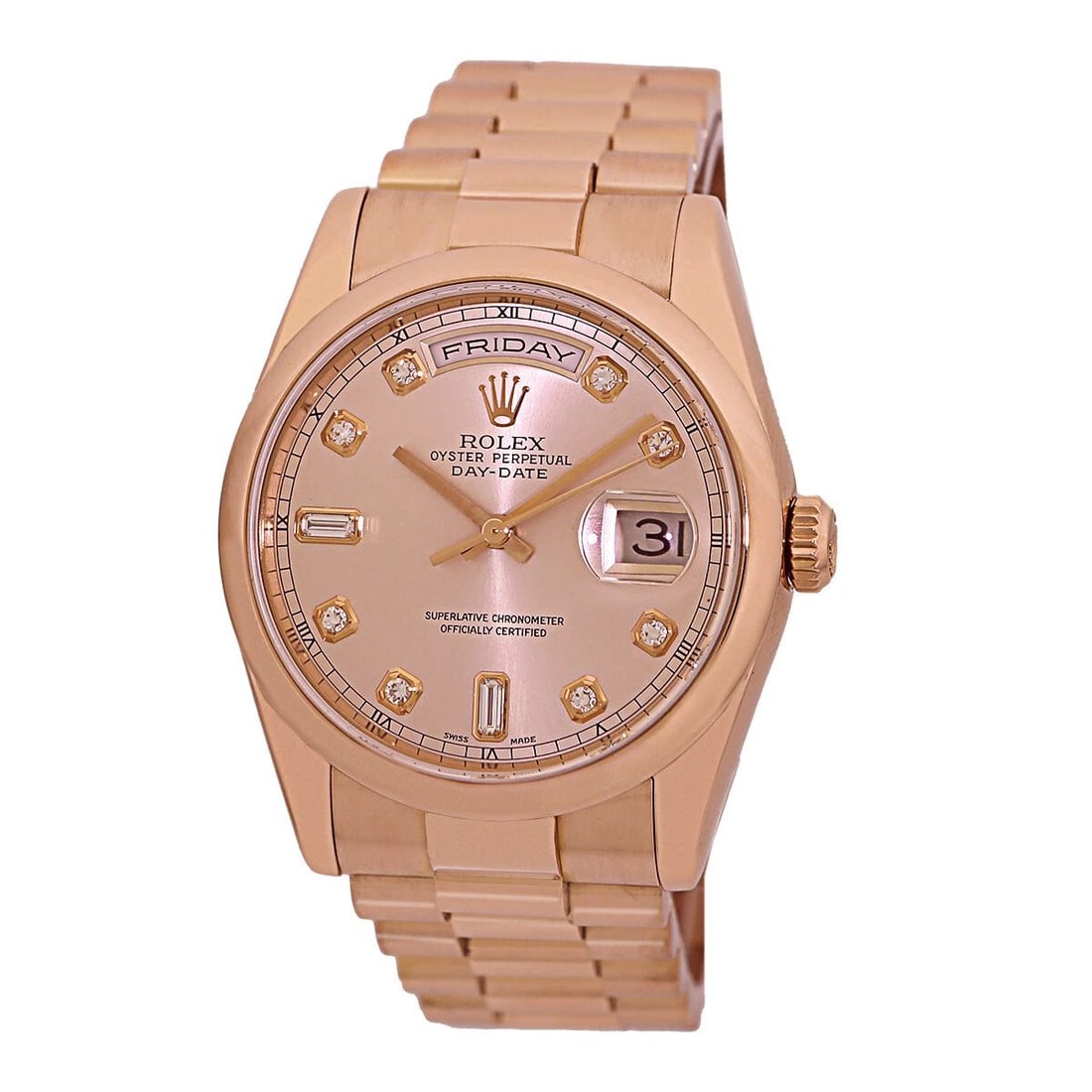 ROLEX 18K ROSE PINK GOLD DAY DATE DIAMOND PRESIDENT 118205 BOX WARRANTY MINTY: ROLEX 18K ROSE PINK GOLD DAY DATE DIAMOND PRESIDENT 118205 BOX WARRANTY MINTY ROLEX 18K Rose Pink Gold 36mm Rolex "Day-Date" President 118205 Box Warranty MINTY Pre-Owned Gent's 18K Rose Gold 36mm Rol