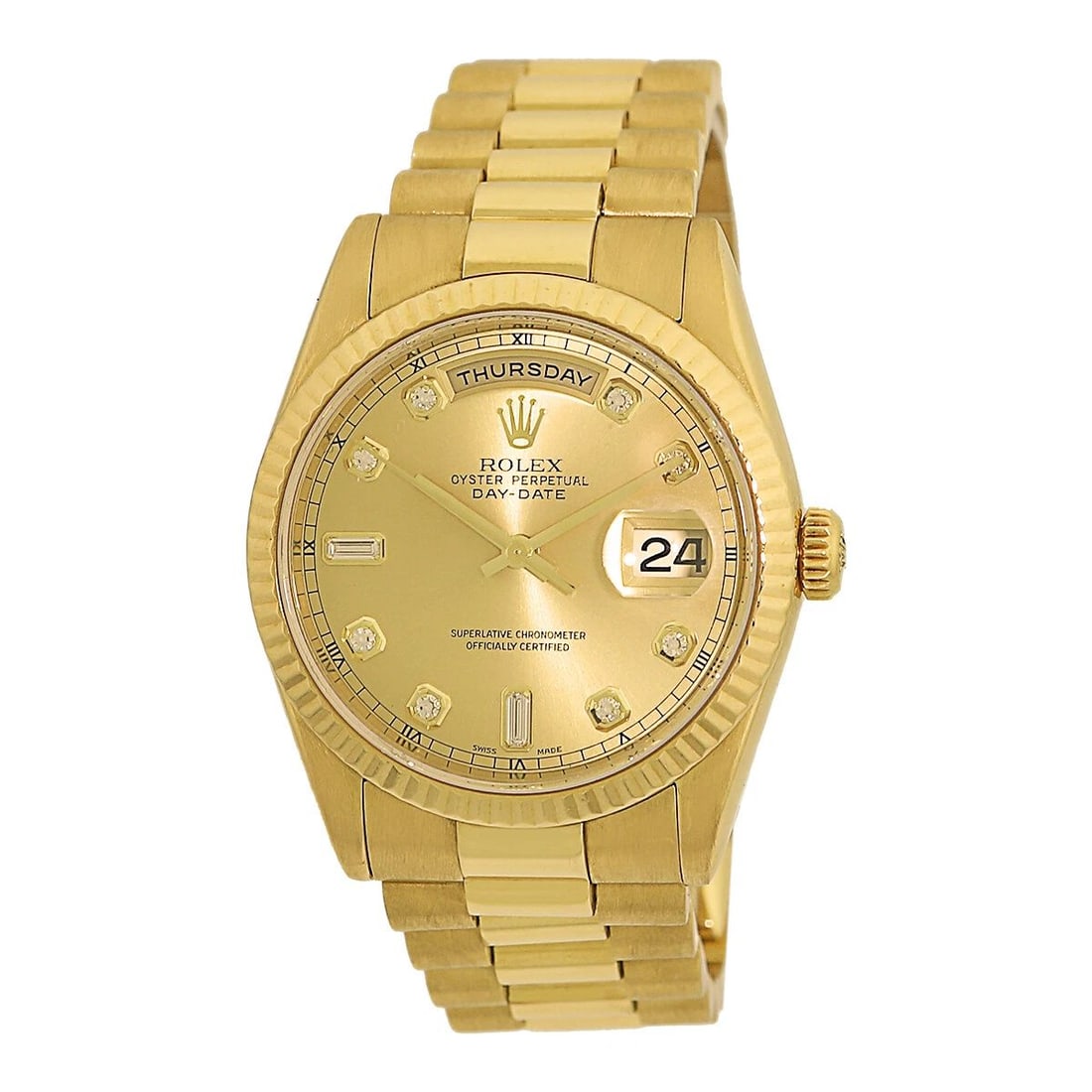 ROLEX 18K YELLOW GOLD 36MM DAY DATE DIAMOND PRESIDENT 118238 BOX WARRANTY MINTY: ROLEX 18K YELLOW GOLD 36MM DAY DATE DIAMOND PRESIDENT 118238 BOX WARRANTY MINTY ROLEX 18K Yellow Gold 36mm Day Date President 118238 Box Warranty MINTY Pre-Owned Gent's 18K Yellow Gold 36mm Rolex Day-