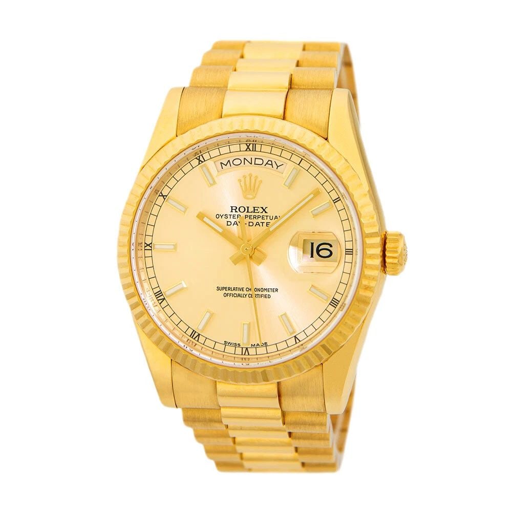 ROLEX 18K YELLOW GOLD 36MM DAY DATE PRESIDENT 118238 BOX WARRANTY MINTY: ROLEX 18K YELLOW GOLD 36MM DAY DATE PRESIDENT 118238 BOX WARRANTY MINTY ROLEX 18K Yellow Gold 36mm Day Date President 118238 Box Warranty MINTY Pre-Owned Gent's 18K Yellow Gold 36mm Rolex Day-Date "Pr