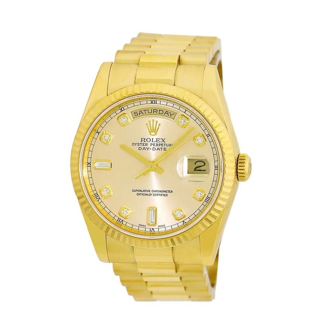 ROLEX 18K YELLOW GOLD 36MM DAY DATE DIAMOND PRESIDENT 118238 BOX WARRANTY MINTY: ROLEX 18K YELLOW GOLD 36MM DAY DATE DIAMOND PRESIDENT 118238 BOX WARRANTY MINTY ROLEX 18K Yellow Gold 36mm Day Date Diamond President 118238 Box Warranty Gent's 18K Yellow Gold 36mm Rolex Diamond Day-