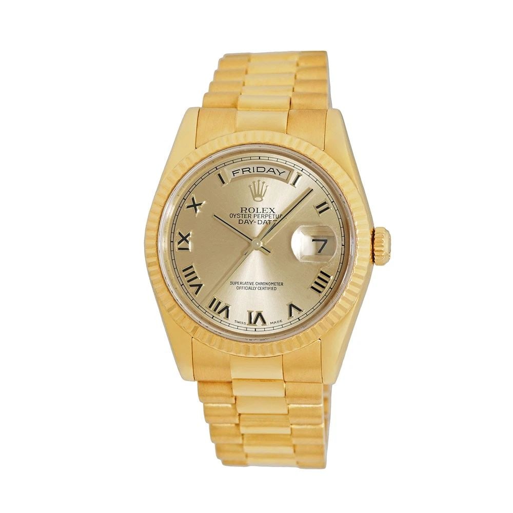 ROLEX 18K YELLOW GOLD 36MM DAY-DATE PRESIDENT 118238 BOX WARRANTY MINTY: ROLEX 18K YELLOW GOLD 36MM DAY-DATE PRESIDENT 118238 BOX WARRANTY MINTY BRAND: Rolex Model: Day-Date "President" Reference No: 118238 Case Measurements: Case Diameter: 36mm Case Thickness: 12mm Water 