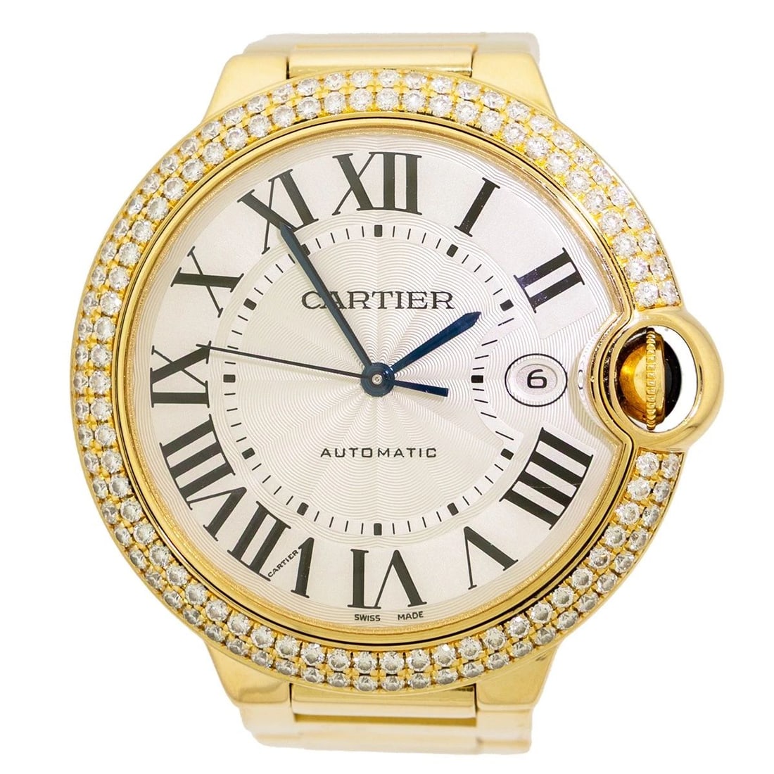 CARTIER LARGE 18K YELLOW GOLD 42MM DIAMOND BALLON BLEU WE9007Z3 BOX WARRANTY: CARTIER LARGE 18K YELLOW GOLD 42MM DIAMOND BALLON BLEU WE9007Z3 BOX WARRANTY BRAND: Cartier Model: Ballon Bleu de Cartier Reference No: WE9007Z3 - 2998 Gender: Gent's Movement: Handmade Swiss Automati