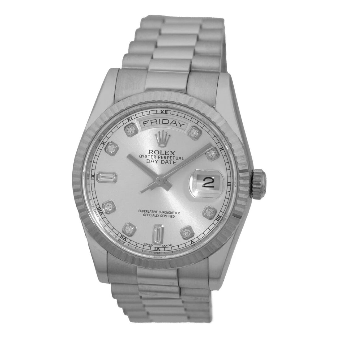 ROLEX 18K WHITE GOLD 36MM DAY DATE PRESIDENT DIAMOND 118239 WARRANTY BOX MINTY: ROLEX 18K WHITE GOLD 36MM DAY DATE PRESIDENT DIAMOND 118239 WARRANTY BOX MINTY ROLEX 18K White Gold 36mm Day Date Diamond President 118239 Warranty Box Gent's 18K White Gold 36mm Rolex Day-Date Diamon