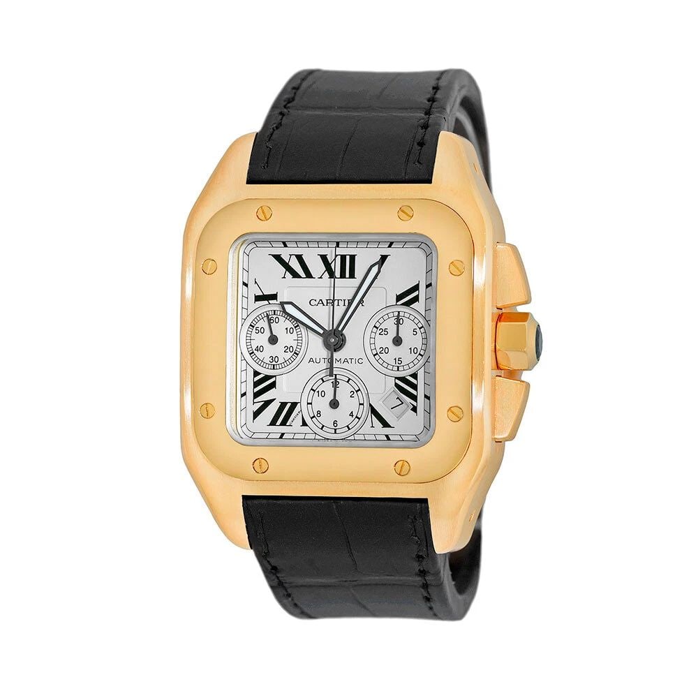 CARTIER LARGE 18K YELLOW GOLD 41MM SANTOS 100 W20096Y1-2741 BOX WARRANTY MINTY: CARTIER LARGE 18K YELLOW GOLD 41MM SANTOS 100 W20096Y1-2741 BOX WARRANTY MINTY CARTIER Large 18K Yellow Gold 41mm Santos 100 W20096Y1-2741 Box Warranty MINTY Gent's 18K Yellow Gold 41mm Cartier "Santo