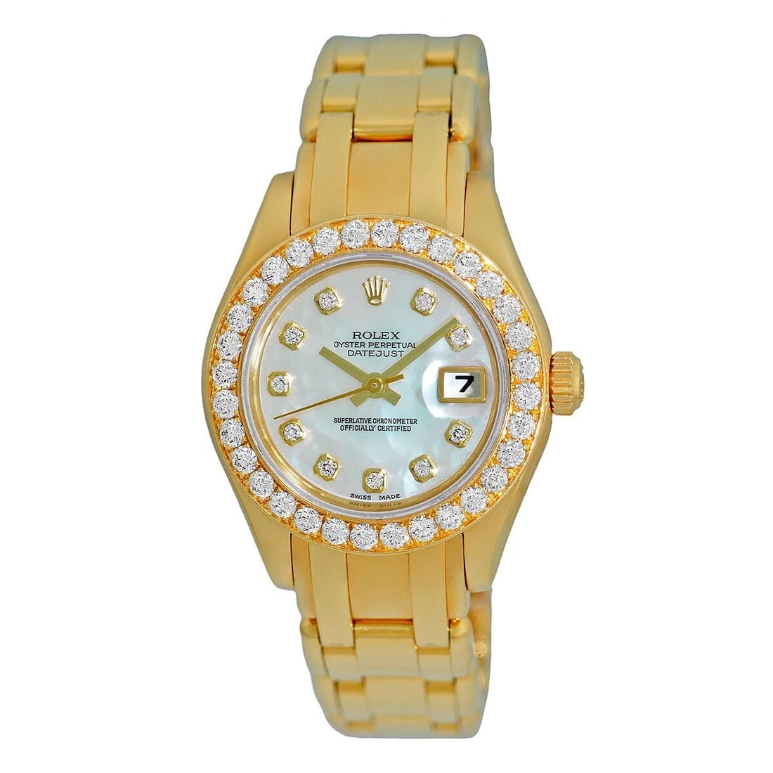 ROLEX 18K YELLOW GOLD 29MM PEARLMASTER MASTERPIECE 80298 FACTORY DIAMOND BOX: ROLEX 18K YELLOW GOLD 29MM PEARLMASTER MASTERPIECE 80298 FACTORY DIAMOND BOX ROLEX Lady's 18K Yellow Gold 29mm Pearlmaster Masterpiece Factory Diamonds 80298 Pre-Owned Lady's 18K Yellow Gold 29mm Diam