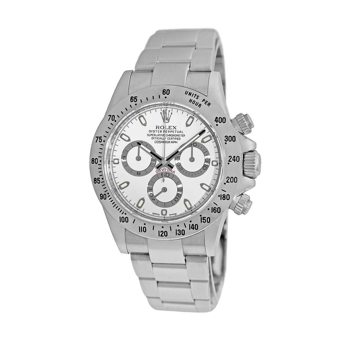 ROLEX STAINLESS STEEL 40MM DAYTONA COSMOGRAPH WHITE 116520 BOX WARRANTY MINTY: ROLEX STAINLESS STEEL 40MM DAYTONA COSMOGRAPH WHITE 116520 BOX WARRANTY MINTY ROLEX Stainless Steel 40mm Daytona Cosmograph White 116520 Box Warranty MINTY Pre-Owned Gent's Stainless Steel 40mm Rolex 
