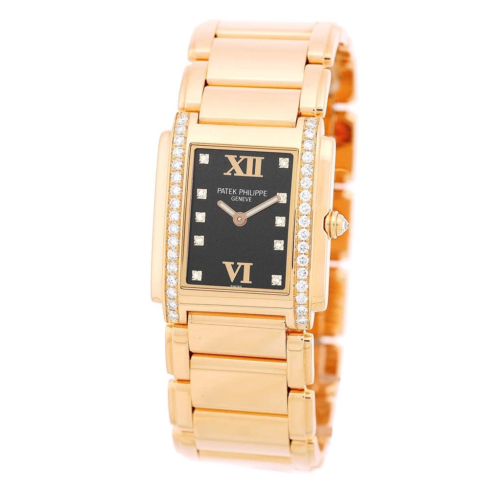 PATEK PHILIPPE 18K ROSE PINK GOLD 24 DIAMOND TWENTY 4 # 4910 11R BOX WARRANTY: PATEK PHILIPPE 18K ROSE PINK GOLD 24 DIAMOND TWENTY 4 # 4910 11R BOX WARRANTY PATEK PHILIPPE 18K Rose Gold Diamond Twenty 4 # 4910-11R Box Lady's 18K Rose Gold Patek Philippe "Diamond Twenty-4". Brand