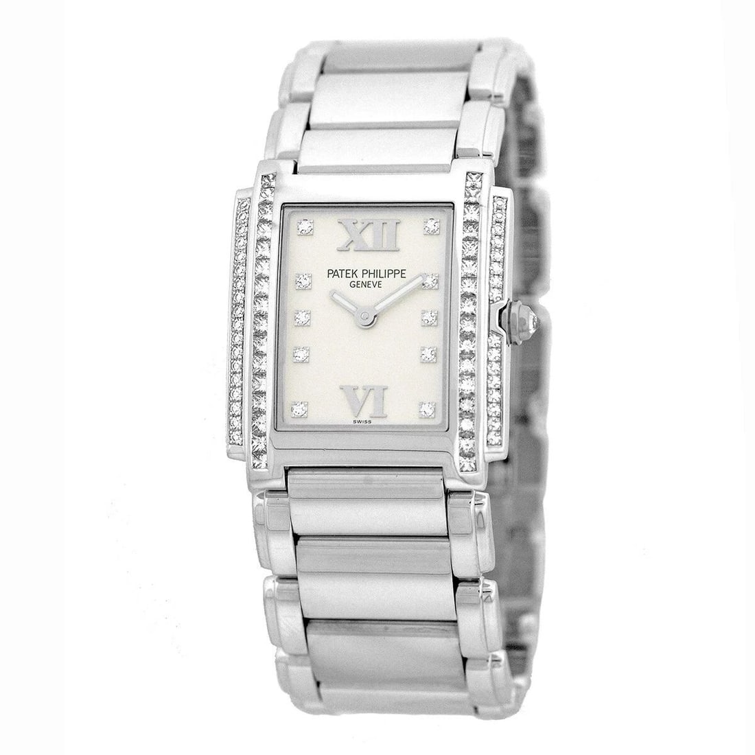 PATEK PHILIPPE 18K WHITE GOLD DIAMOND 4910 TWENTY 4 BOX WARRANTY 4910 G MINTY: PATEK PHILIPPE 18K WHITE GOLD DIAMOND 4910 TWENTY 4 BOX WARRANTY 4910 G MINTY PATEK PHILIPPE 18K White Gold Diamond 4910/20G Twenty 4 Quartz Warranty Papers Box Warranty Lady's 18K White Gold Patek Ph