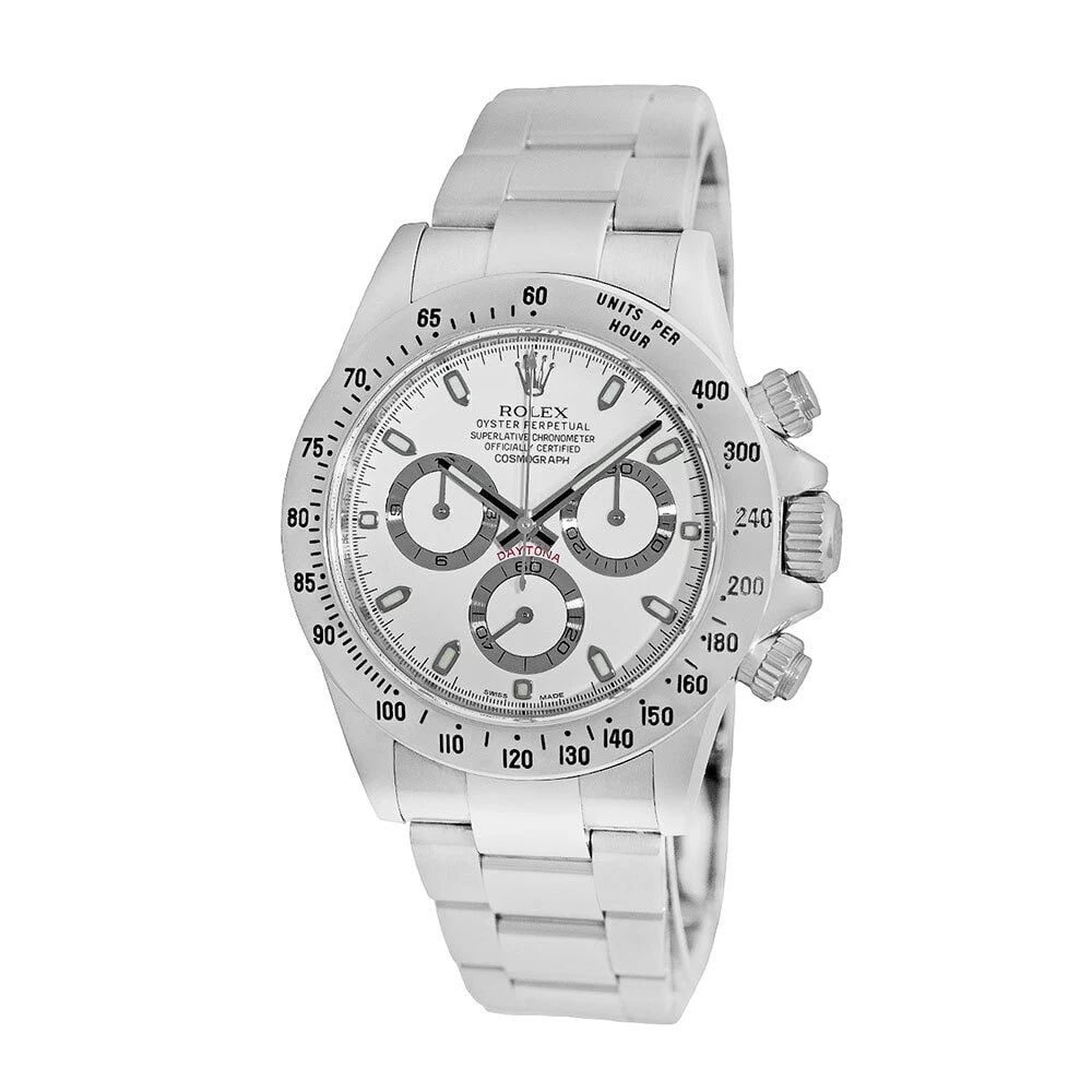 ROLEX STAINLESS STEEL 40MM DAYTONA COSMOGRAPH WHITE 116520 BOX WARRANTY MINTY: ROLEX STAINLESS STEEL 40MM DAYTONA COSMOGRAPH WHITE 116520 BOX WARRANTY ROLEX Stainless Steel 40mm Daytona Cosmograph White 116520 Box Warranty MINTY Certified Pre-Owned Gent's Stainless Steel 40mm Ro