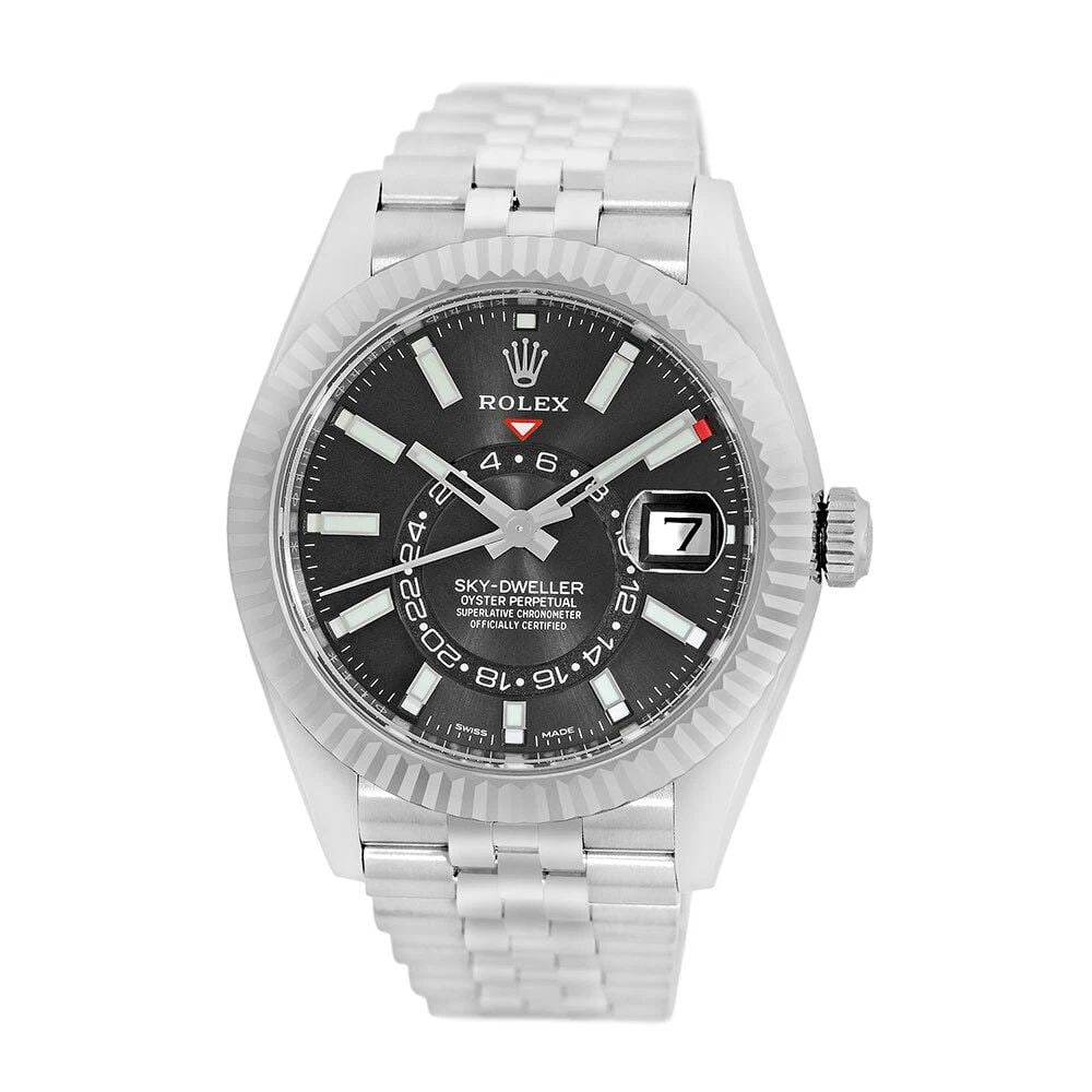 ROLEX STEEL & 18K WHITE GOLD 42MM SKY-DWELLER 326934 WARRANTY 2023 BOX NEW: ROLEX STEEL & 18K WHITE GOLD 42MM SKY-DWELLER 326934 WARRANTY 2023 BOX NEW ROLEX Stainless Steel 42mm Sky-Dweller 326934 Box UNWORN NEW UNWORN Gent's Stainless Steel 42mm Rolex "Sky-Dweller" Brand: Ro