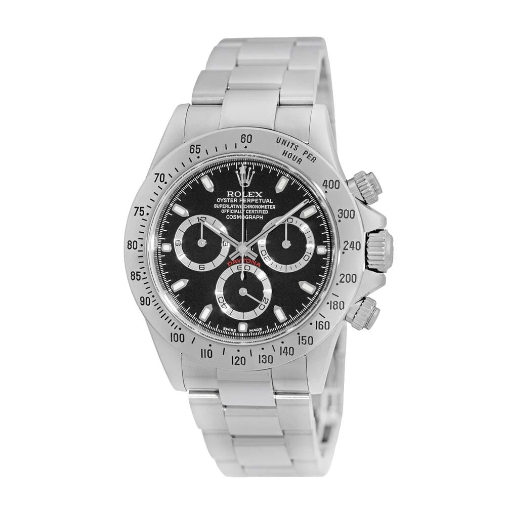 ROLEX STAINLESS STEEL 40MM DAYTONA COSMOGRAPH BLACK 116520 BOX WARRANTY 2005: ROLEX STAINLESS STEEL 40MM DAYTONA COSMOGRAPH BLACK 116520 BOX WARRANTY 2005 Pre-Owned ROLEX Stainless Steel 40mm Daytona Cosmograph 116520 Warranty Box Pre-Owned Gent's Stainless Steel 40mm Rolex "Da
