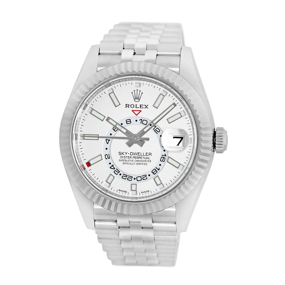 ROLEX STAINLESS STEEL 42MM SKY-DWELLER 326934 WARRANTY 2022 BOX MINTY: ROLEX STAINLESS STEEL 42MM SKY-DWELLER 326934 WARRANTY 2022 BOX MINTY Capeytown Certified Pre-Owned ROLEX Stainless Steel 42mm Sky-Dweller 326934 Box 2022 Pre-Owned Gent's Stainless Steel 42mm Rolex "