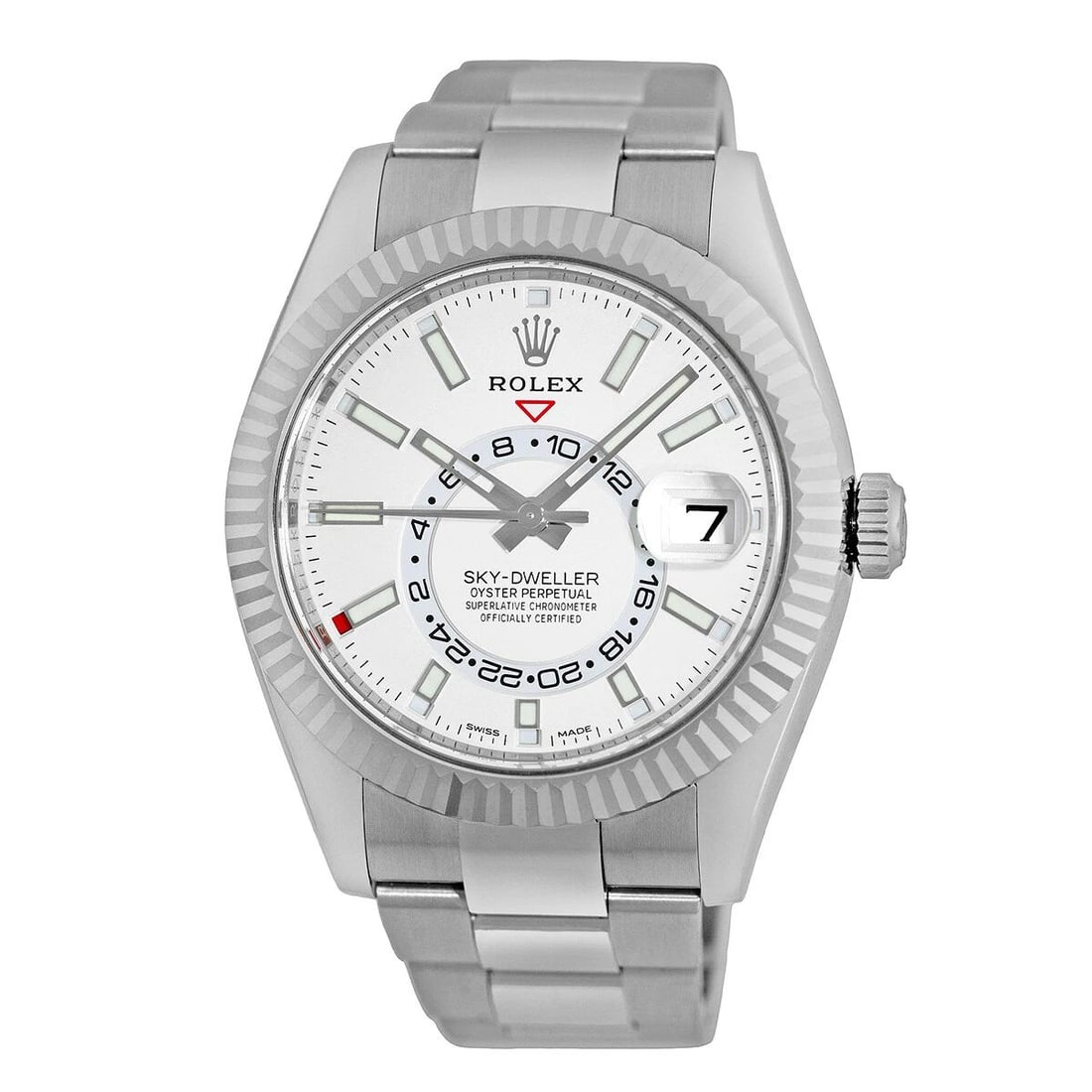 ROLEX STEEL & 18K WHITE GOLD 42MM SKY-DWELLER 326934 WARRANTY 2019 BOX MINTY: ROLEX STEEL & 18K WHITE GOLD 42MM SKY-DWELLER 326934 WARRANTY 2019 BOX MINTY ROLEX Stainless Steel 42mm Sky-Dweller 326934 Box MINTY Pre-Owned Gent's Stainless Steel 42mm Rolex "Sky-Dweller" Brand: Ro