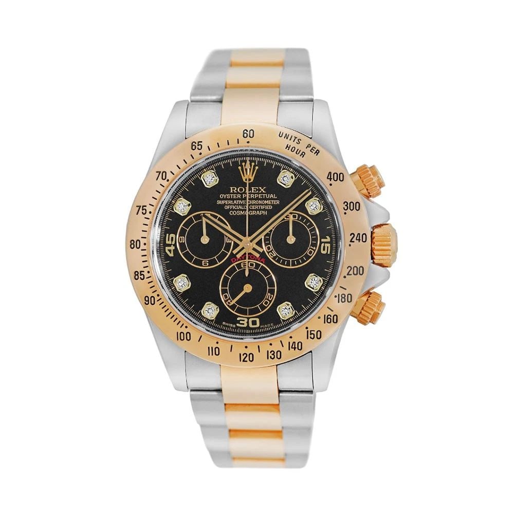 ROLEX STAINLESS STEEL & YELLOW GOLD 40MM DAYTONA COSMOGRAPH 116523 WARRANTY BOX: ROLEX STAINLESS STEEL & YELLOW GOLD 40MM DAYTONA COSMOGRAPH 116523 WARRANTY BOX BRAND: Rolex Model: Daytona Cosmograph Reference No: 116523 Case Measurements: Case Diameter: 40mm Case Thickness: 12.5m