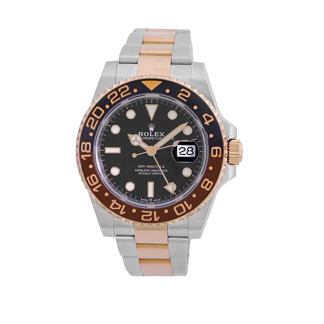 ROLEX STEEL & 18K ROSE GOLD 40MM GMT MASTER II ROOTBEER 126711CHNR WARRANTY 2019: ROLEX STEEL & 18K ROSE GOLD 40MM GMT MASTER II ROOTBEER 126711CHNR WARRANTY 2023 ROLEX Stainless Steel & 18K Rose Gold 40mm GMT Master II Rootbeer 126711CHNR Box Warranty 2023 Pre-Owned Gent's Stainle