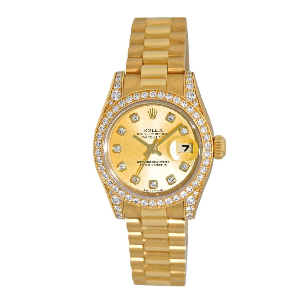 ROLEX LADY'S 18K YELLOW GOLD 26MM FACTORY DIAMOND PRESIDENT 179158 BOX WARRANTY: ROLEX LADY'S 18K YELLOW GOLD 26MM FACTORY DIAMOND PRESIDENT 179158 BOX WARRANTY ROLEX Lady's 18K Yellow Gold 26mm Factory Diamond President 179158 Box Warranty Pre-Owned Lady's 18K Yellow Gold 26mm Ro