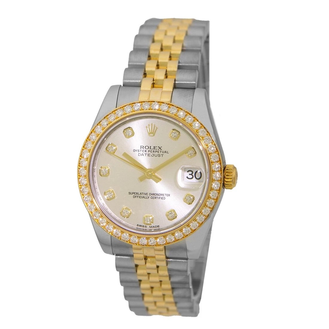 ROLEX STEEL & 18K YELLOW GOLD 31MM DIAMOND DATEJUST 178383 BOX WARANTY 2015: ROLEX STEEL & 18K YELLOW GOLD 31MM DIAMOND DATEJUST 178383 BOX WARANTY 2015 ROLEX Stainless Steel & 18K Yellow Gold 31mm Datejust Factory Diamond 178383 Box Waranty Pre-Owned Stainless Steel and 18K Y