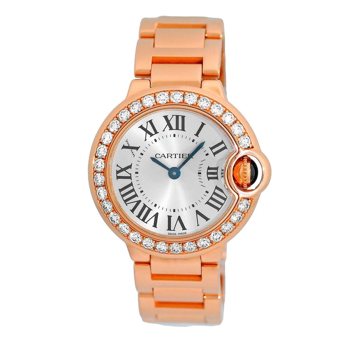 CARTIER LADY 18K ROSE 28MM GOLD DIAMOND BALLON BLEU WE9002Z3 BOX WARRANTY MINTY: CARTIER LADY 18K ROSE 28MM GOLD DIAMOND BALLON BLEU WE9002Z3 BOX WARRANTY MINTY CARTIER Lady's 18K Rose 28mm Gold Ballon Bleu Diamond WE9002Z3 Warranty Lady's 18K Rose Gold 28mm Cartier Diamond "Ballo