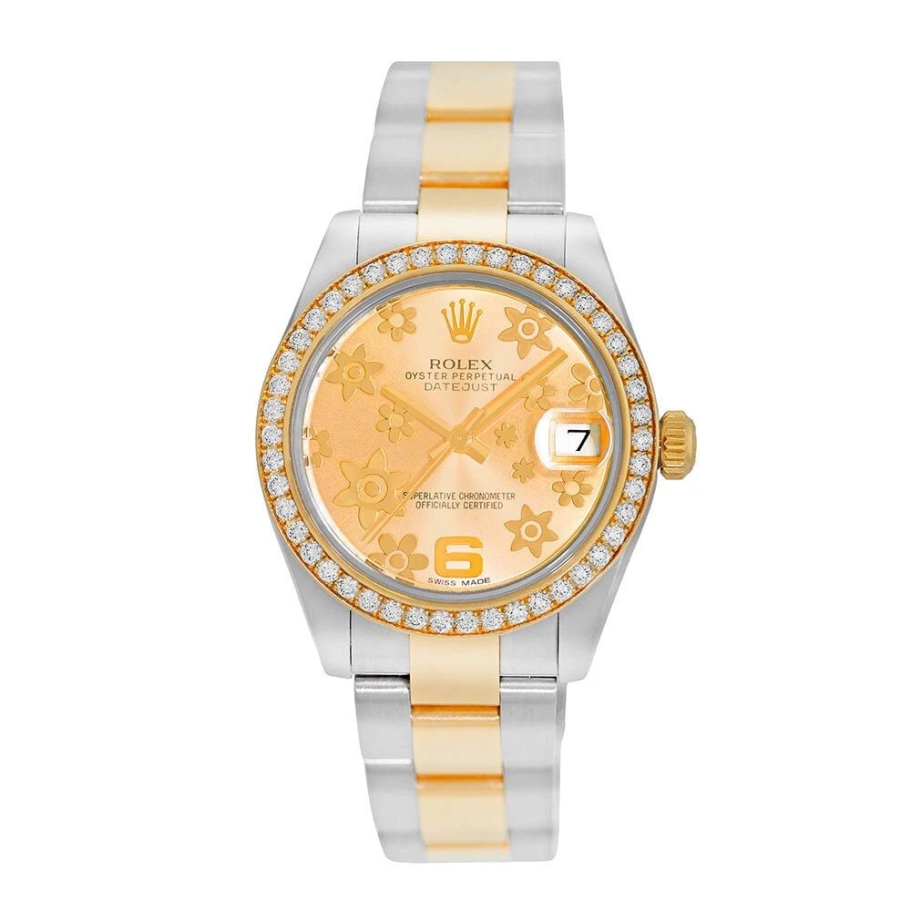 ROLEX STAINLESS STEEL & 18K YELLOW GOLD 31MM DATEJUST FLORAL 178383 BOX WARANTY: ROLEX STAINLESS STEEL & 18K YELLOW GOLD 31MM DATEJUST FLORAL 178383 BOX WARANTY ROLEX Stainless Steel & 18K Yellow Gold 31mm Datejust Floral 178383 Box Waranty Pre-Owned Stainless Steel and 18K Yellow