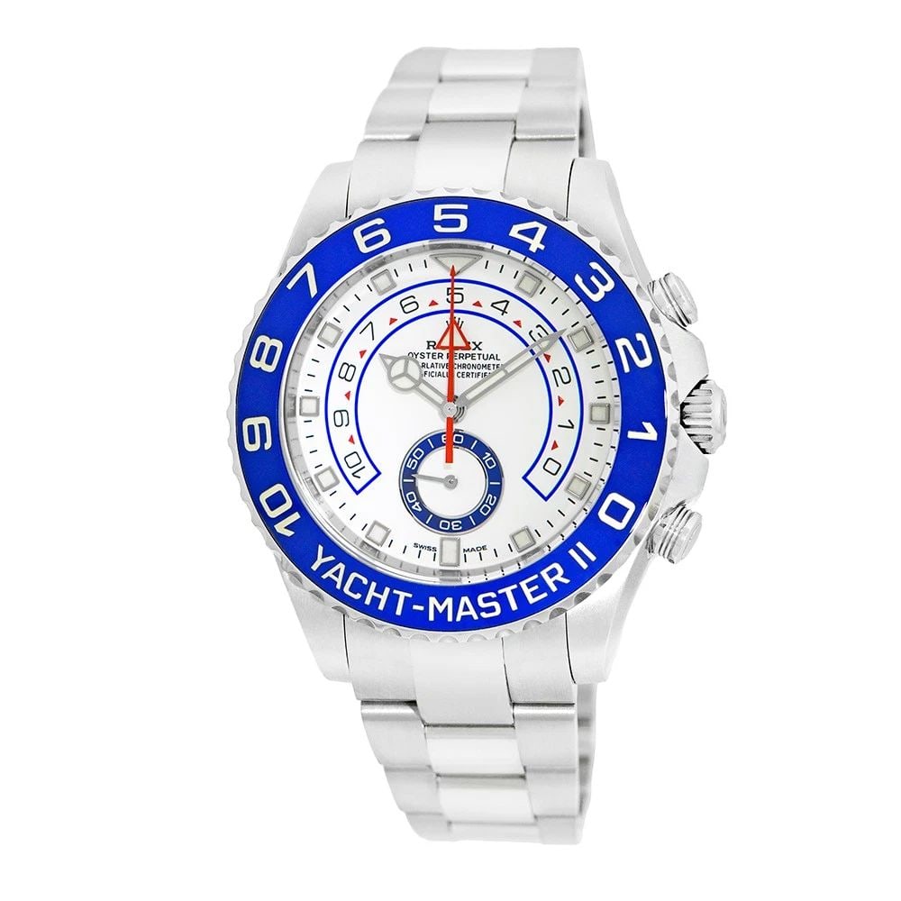 ROLEX STAINLESS STEEL 44MM YACHT-MASTER II 116680 LIFETIME WARRANTY BOX MINTY: ROLEX Stainless Steel 44mm Yacht-Master II 116680 MINTY Warranty Box Certified Pre-Owned Gent's Stainless Steel 44mm Rolex "Yacht-Master II" Chronograph Item #: CT47367 BRAND Rolex Model: Yacht-Master