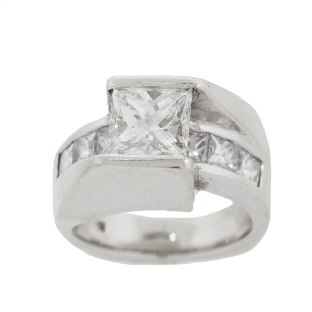 LADY 2.00 CARAT GIA H VVS-1 WHITE GOLD 18K PRINCESS CUT DIAMOND ENGAGEMENT RING (1 of 2)