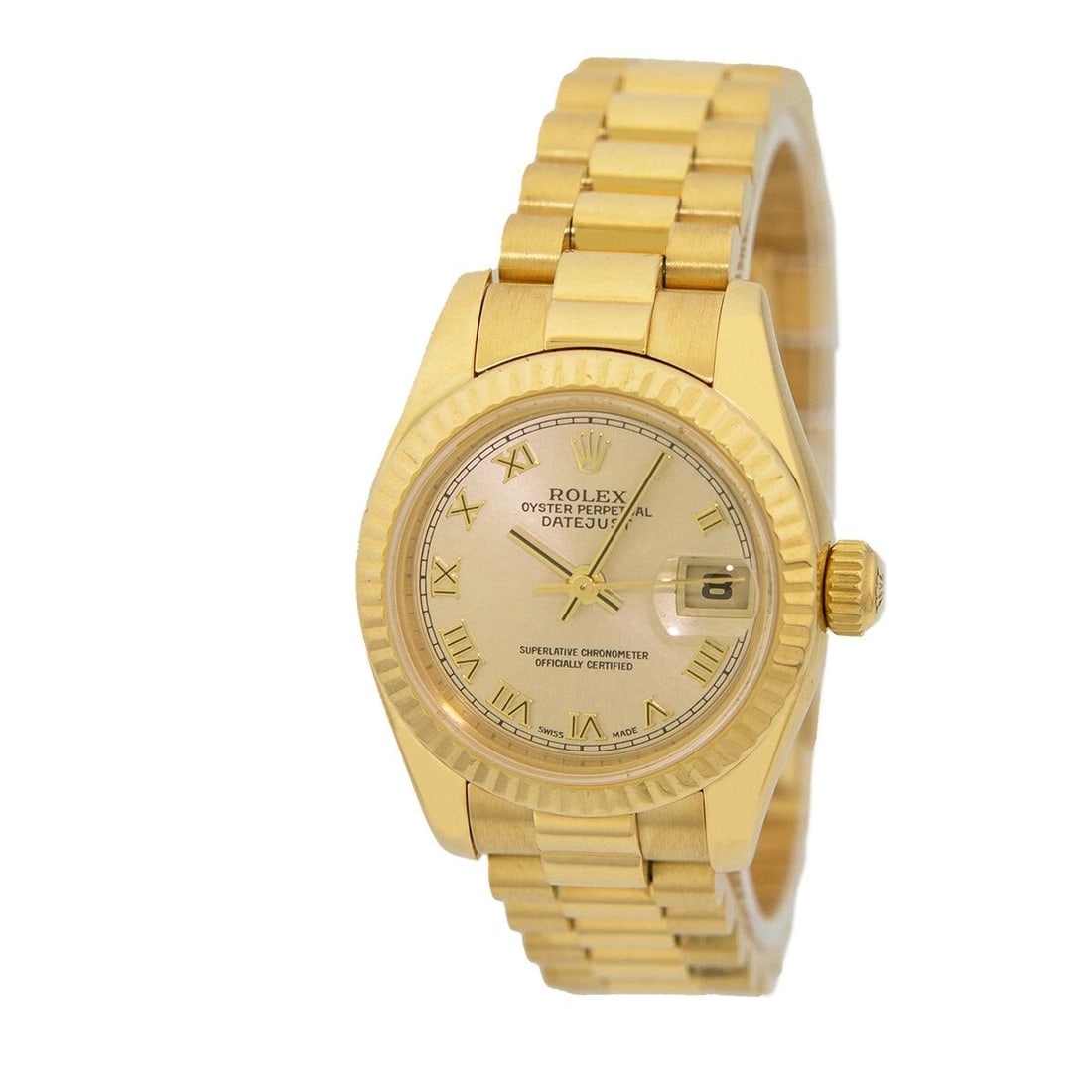 ROLEX LADY 18K YELLOW GOLD 26MM PRESIDENT DATEJUST 179178 BOX WARRANTY MINTY: ROLEX LADY 18K YELLOW GOLD 26MM PRESIDENT DATEJUST 179178 BOX WARRANTY MINTY ROLEX 18K Yellow Gold 26mm President Datejust 179178 Box Warranty MINTY Pre-Owned Lady's 18K Yellow Gold Rolex "President" 