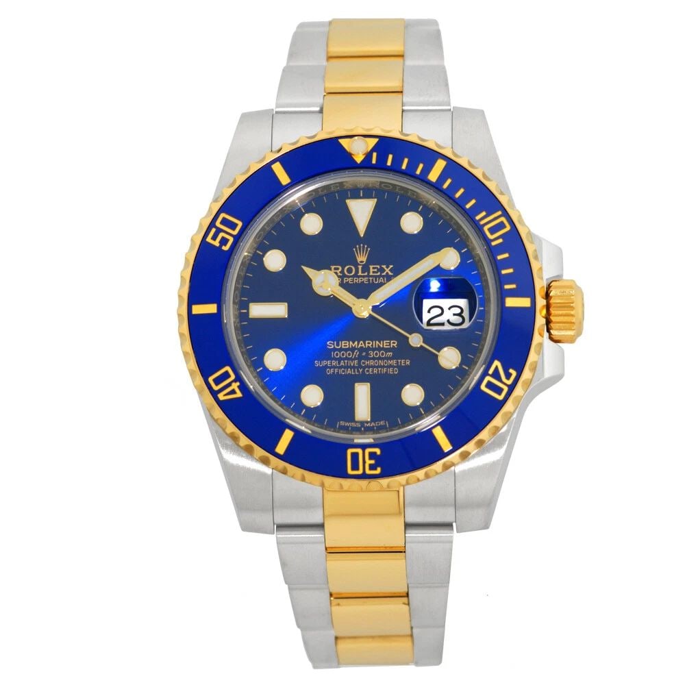 ROLEX 40MM STEEL & 18K YELLOW GOLD SUBMARINER CERAMIC BLUE 116613 BOX WARRANTY: ROLEX 40MM STEEL & 18K YELLOW GOLD SUBMARINER CERAMIC BLUE 116613 BOX WARRANTY ROLEX Stainless Steel &18K Yellow Gold 40mm Submariner 116613 Box Warranty MINTY Pre-Owned Gent's Stainless Steel & 18K Y