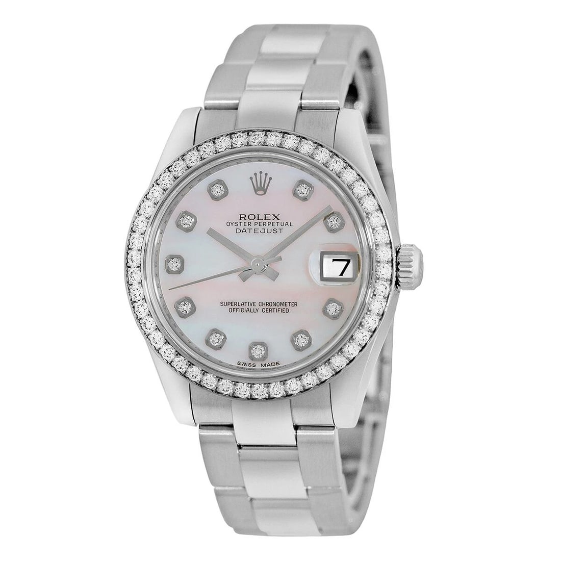 ROLEX STAINLESS STEEL DATEJUST 31MM FACTORY DIAMOND 178384 WARRANTY BOX MINTY: ROLEX STAINLESS STEEL DATEJUST 31MM FACTORY DIAMOND 178384 WARRANTY BOX MINTY ROLEX Stainless Steel Datejust 31mm Factory Diamond 178384 Warranty Box MINTY Pre-owned Midsize Stainless Steel 31mm Rolex