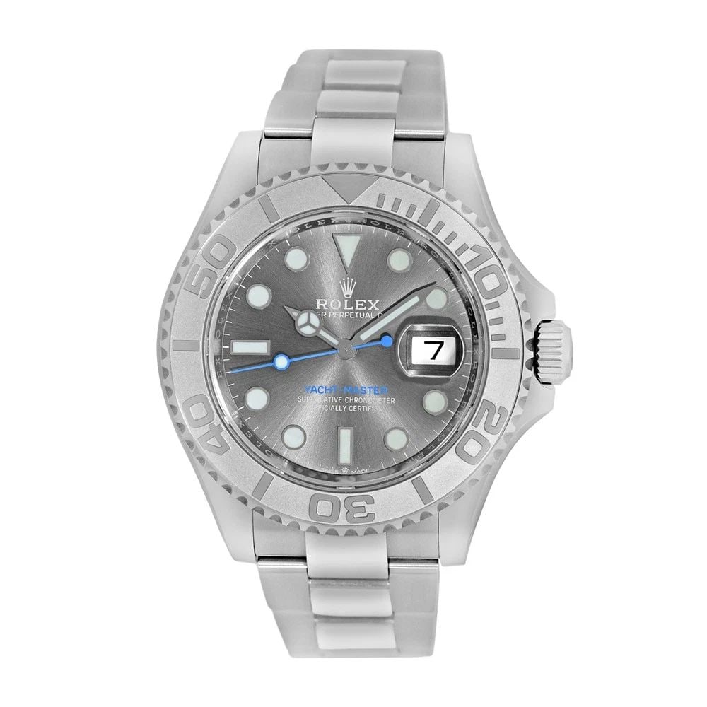 ROLEX STAINLESS STEEL & PLATINUM 40MM YACHT-MASTER 126622 BOX WARRANTY 2022: ROLEX STAINLESS STEEL & PLATINUM 40MM YACHT-MASTER 126622 BOX WARRANTY 2022 BRAND: Rolex Model: Yacht-Master Reference No: 126622 Case Measurements: Case Diameter: 40mm Case Thickness: 11.5mm Water Re