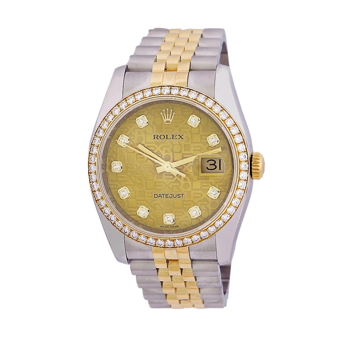 ROLEX STAINLESS STEEL 18K YELLOW GOLD 36MM FACTORY DIAMOND DATEJUST 116243 BOX: ROLEX STAINLESS STEEL 18K YELLOW GOLD 36MM FACTORY DIAMOND DATEJUST 116243 BOX ROLEX Stainless Steel 18K Yellow Gold 36mm Factory Diamond Datejust 116243 Box Warranty Gent's Stainless Steel & 18K Yell