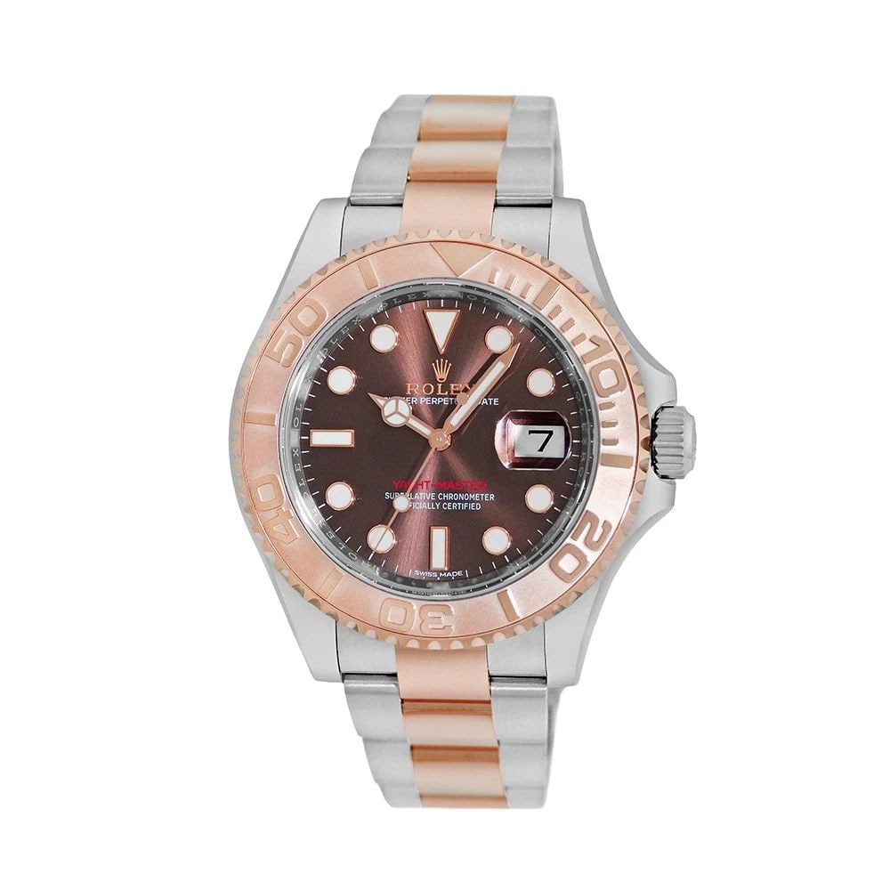 ROLEX STAINLESS STEEL & 18K ROSE GOLD 40MM YACHT-MASTER 116621 BOX WARRANTY: ROLEX STAINLESS STEEL & 18K ROSE GOLD 40MM YACHT-MASTER 116621 BOX WARRANTY BRAND: Rolex Model: Yacht-Master Reference No: 116621 Case Measurements: Case Diameter: 40mm Case Thickness: 11.5mm Water Re