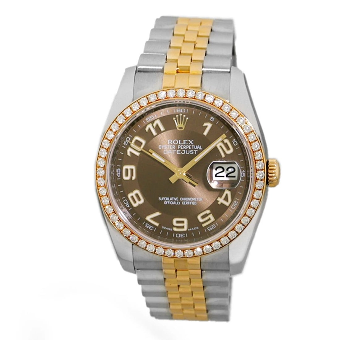 ROLEX STAINLESS STEEL 18K YELLOW GOLD 36MM FACTORY DIAMOND DATEJUST 116243 BOX: ROLEX STAINLESS STEEL 18K YELLOW GOLD 36MM FACTORY DIAMOND DATEJUST 116243 BOX ROLEX Stainless Steel 18K Yellow Gold 36mm Factory Diamond Datejust 116243 Box Warranty Gent's Stainless Steel & 18K Yell