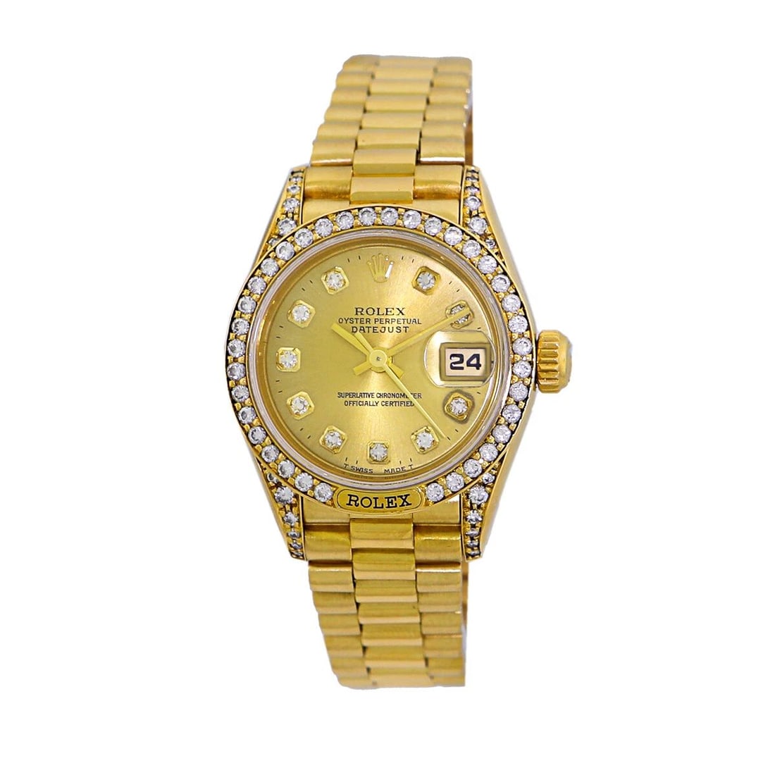 ROLEX LADY 18K YELLOW GOLD FACTORY DIAMOND PRESIDENT 69158 BOX WARRANTY MINTY: ROLEX LADY 18K YELLOW GOLD FACTORY DIAMOND PRESIDENT 69158 BOX WARRANTY MINTY ROLEX Lady Crown Collection 18K Yellow Gold Factory Diamond President 69158 Box Warranty MINTY Pre-Owned Lady's 18K Yellow