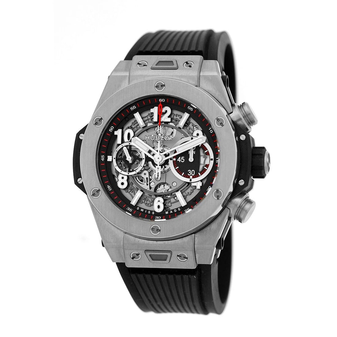 HUBLOT TITANIUM 45MM BIG BANG UNICO CHRONO 411.NX.1170.RX BOX WARRANTY MINTY: HUBLOT TITANIUM 45MM BIG BANG UNICO CHRONO 411.NX.1170.RX BOX WARRANTY MINTY HUBLOT Titanium 45mm Big Bang Unico Chrono 411.NX.1170.RX Box Warranty MINTY Gent's Titanium 45mm Hublot "Big Bang" UNICO C
