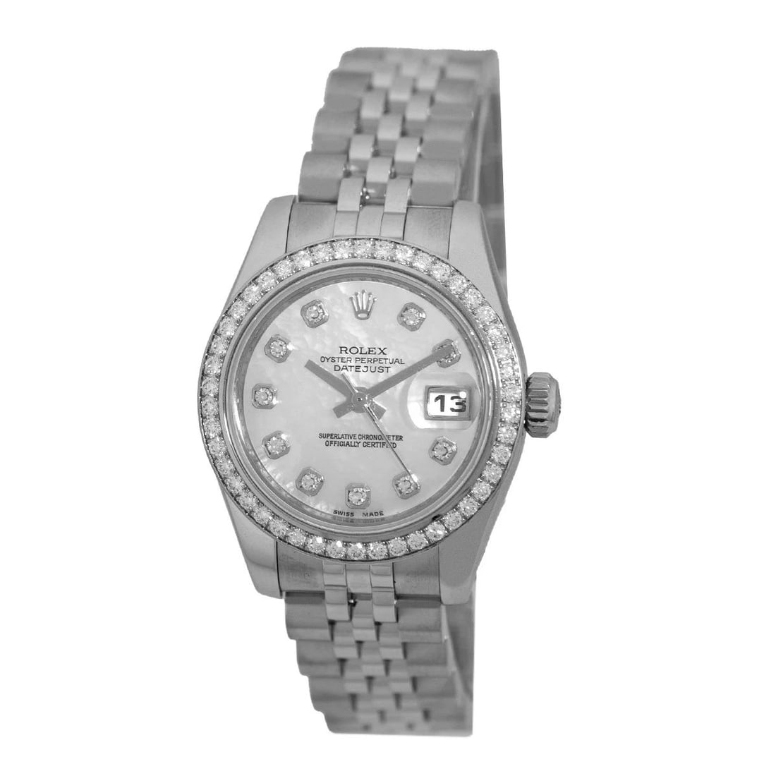 ROLEX STAINLESS STEEL 26MM ROLEX DIAMOND DATEJUST 179384 BOX WARRANTY: ROLEX STAINLESS STEEL 26MM ROLEX DIAMOND DATEJUST 179384 BOX WARRANTY BRAND: Rolex Model: Diamond Datejust Reference No: 179384 Case Measurements: Case Diameter: 26mm Case Thickness: 10.5mm Water Resi