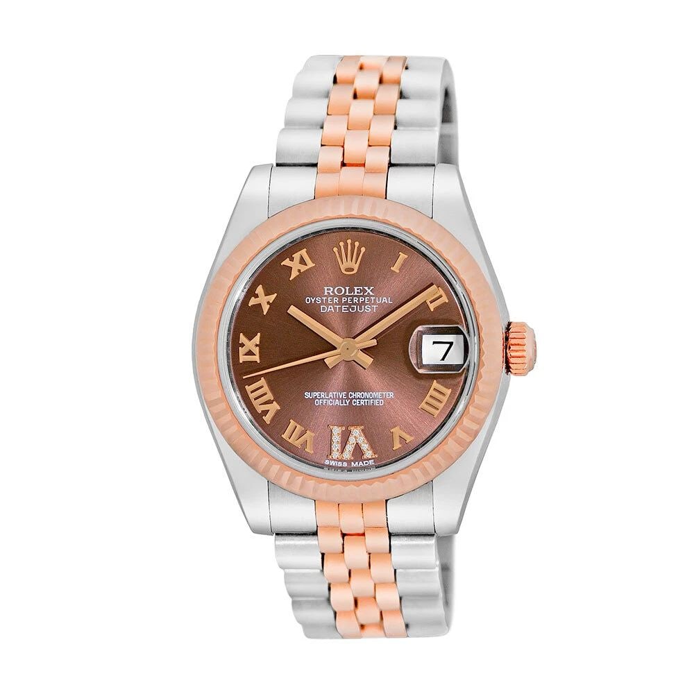 ROLEX MID SIZE 31MM STAINLESS & 18K ROSE GOLD DATEJUST 178271 BOX WARRANTY: ROLEX MID SIZE 31MM STAINLESS & 18K ROSE GOLD DATEJUST 178271 BOX WARRANTY ROLEX Mid size Stainless & 18K Rose Gold 31mm Datejust 178271 Box Warranty Pre-Owned Lady's Midsize Stainless Steel & 18K Ros