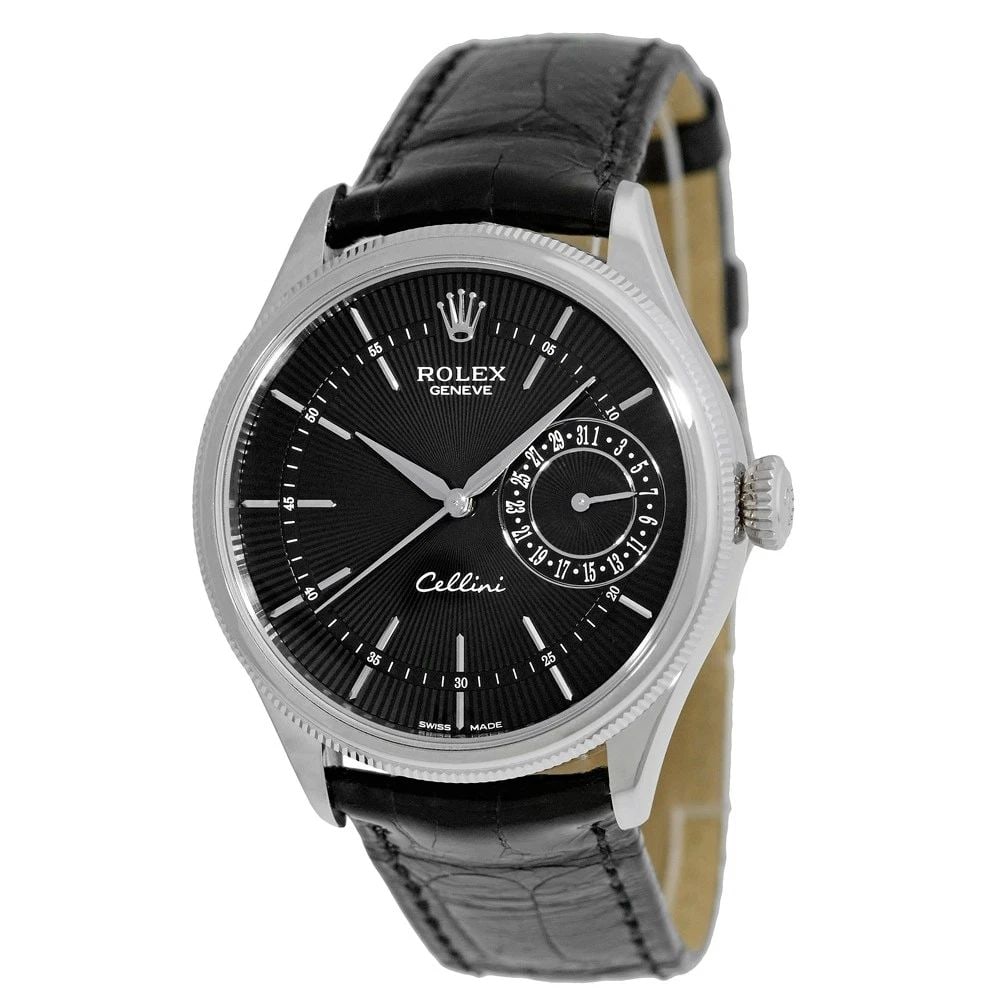 ROLEX 18K WHITE GOLD 39MM CELLINI DATE BLACK DIAL # 50519 BOX WARRANTY MINTY (1 of 2)