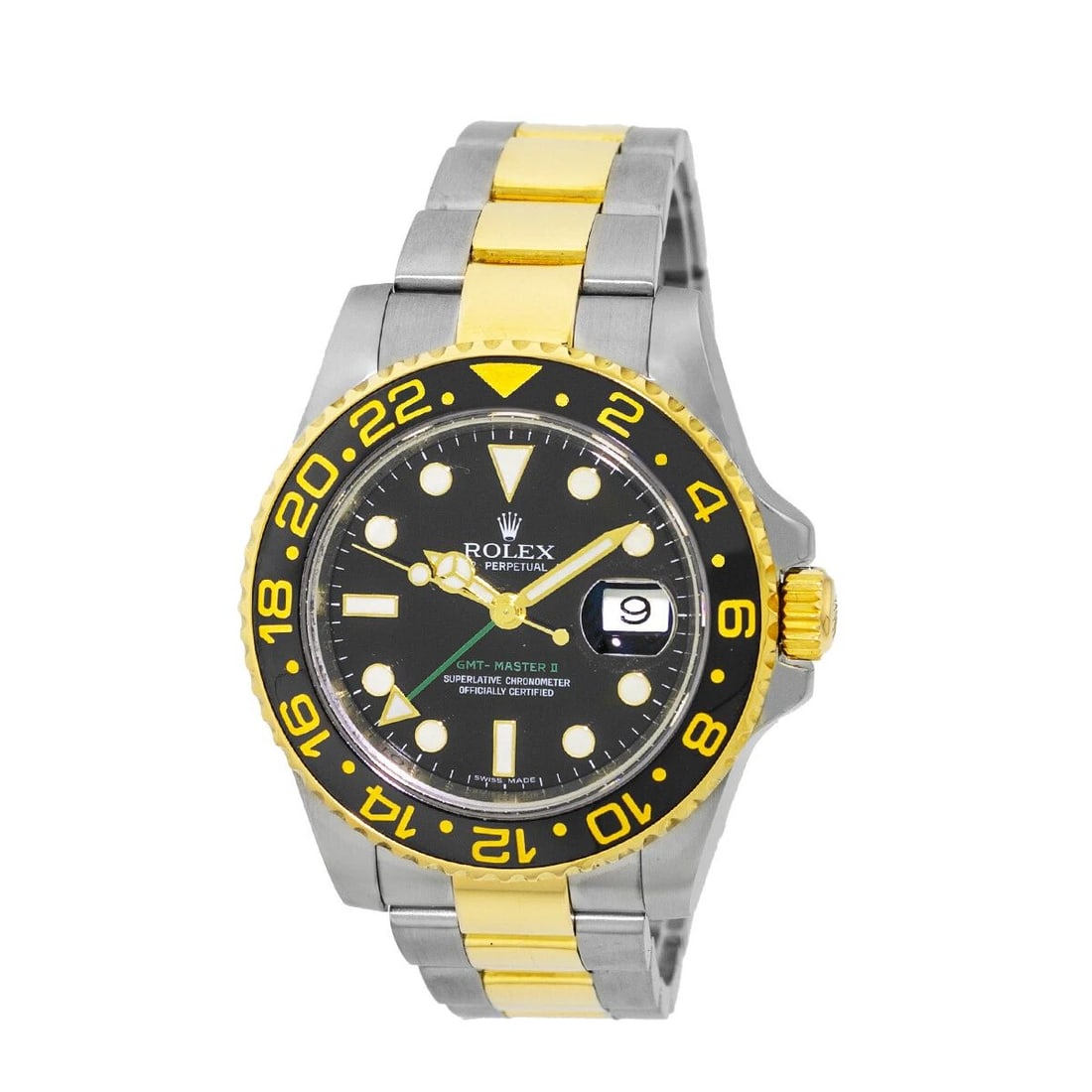 ROLEX STEEL & 18K YELLOW GOLD 40MM GMT MASTER II CERAMIC 116713 BOX WARRANTY: ROLEX STEEL & 18K YELLOW GOLD 40MM GMT MASTER II CERAMIC 116713 BOX WARRANTY ROLEX Stainless Steel & 18K Yellow Gold 40mm GMT Master II Ceramic 116713 Box Warranty MINTY Pre-Owned Gent's Stainless Ste