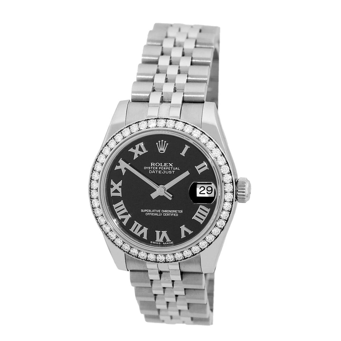 ROLEX STAINLESS STEEL DATEJUST 31MM FACTORY DIAMOND BEZEL 178384 WARRANTY 2014: ROLEX STAINLESS STEEL DATEJUST 31MM FACTORY DIAMOND BEZEL 178384 WARRANTY 2014 ROLEX Stainless Steel Datejust 31mm Factory Diamond Bezel178384 box waranty Midsize 31mm Stainless Steel Rolex DIamond "D