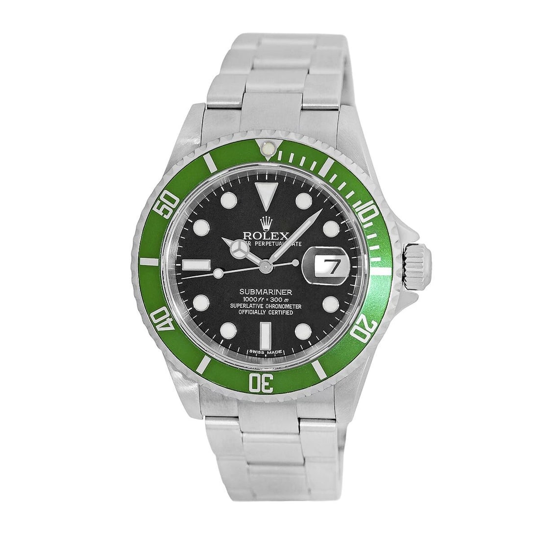 ROLEX STAINLESS STEEL 40MM SUBMARINER GREEN BEZEL 16610V WARRANTY MINTY: ROLEX STAINLESS STEEL 40MM SUBMARINER DATE GREEN BEZEL 16610V WARRANTY MINTY ROLEX Stainless Steel 40mm Submariner Date Green Bezel 16610V Box Warranty MINTY Pre-Owned Gent's Stainless Steel 40mm Role