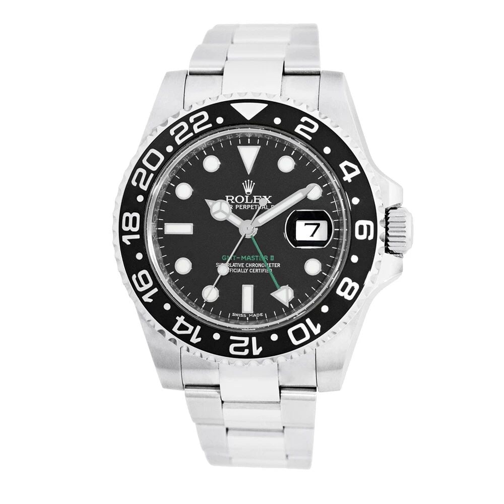 ROLEX STAINLESS STEEL 40MM GMT MASTER II CERAMIC 116710 BOX WARRANTY 2007 MINTY: ROLEX STAINLESS STEEL 40MM GMT MASTER II CERAMIC 116710 BOX WARRANTY 2007 MINTY ROLEX Stainless Steel 40mm GMT Master II Ceramic 116710 Box Warranty MINTY Pre-Owned Gent's Stainless Steel 40mm Rolex "