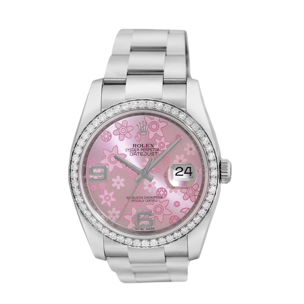ROLEX STAINLESS STEEL 36MM FACTORY DIAMOND BEZEL DATEJUST 116244 BOX WARRANTY: ROLEX STAINLESS STEEL 36MM FACTORY DIAMOND BEZEL DATEJUST 116244 BOX WARRANTY ROLEX Stainless Steel 36mm Factory Diamond Bezel Datejust 116244 Pre-Owned 36mm Stainless Steel Rolex Diamond "Datejust" 1