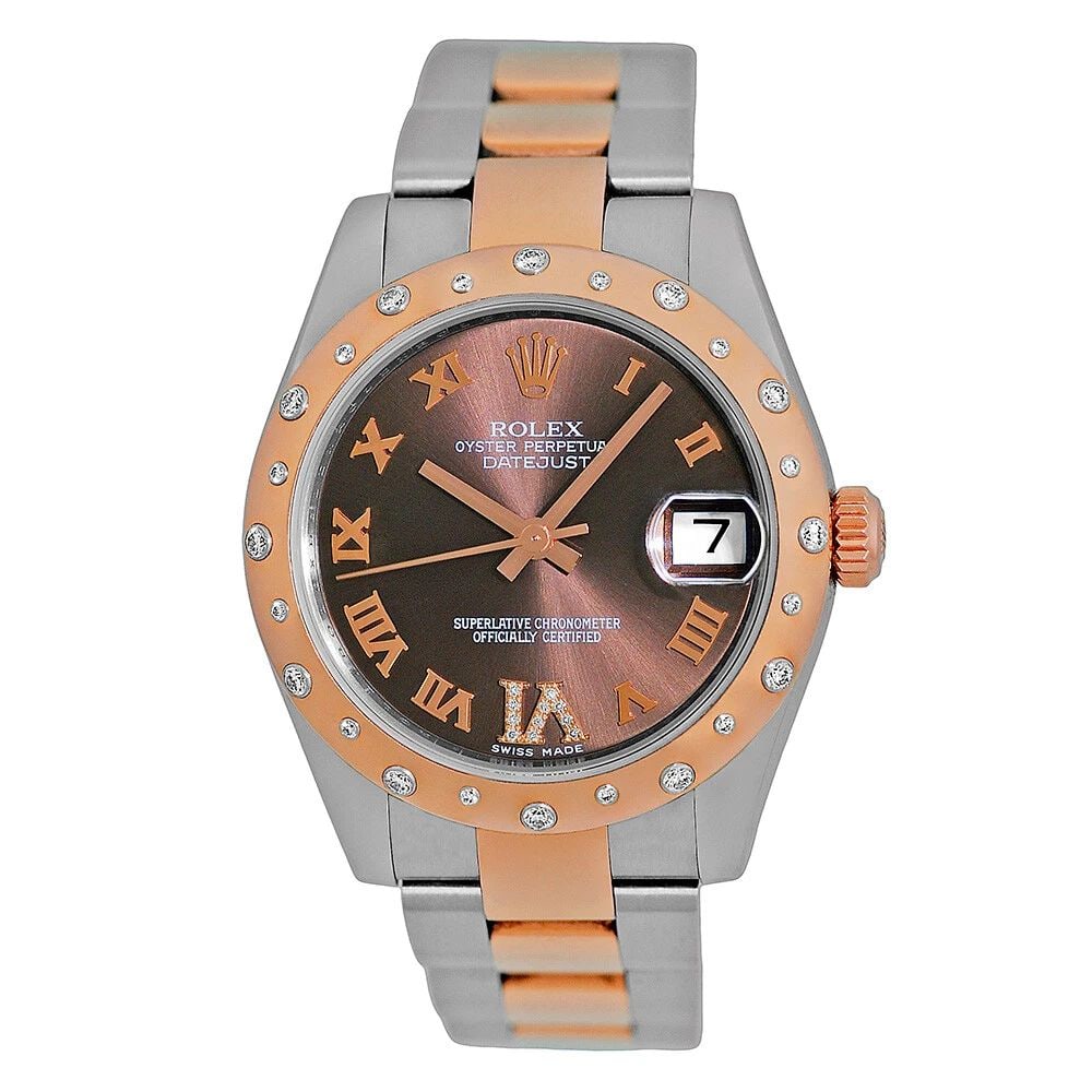 ROLEX STAINLESS STEEL & 18K ROSE GOLD 31MM DATEJUST FACTORY DIAMOND BEZEL 178341: ROLEX STAINLESS STEEL & 18K ROSE GOLD 31MM DATEJUST FACTORY DIAMOND BEZEL 178341 ROLEX Stainless Steel & 18K Rose Gold Datejust 31mm Factory Diamond Bezel 178341 Pre-Owned 31mm Stainless Steel and 18K