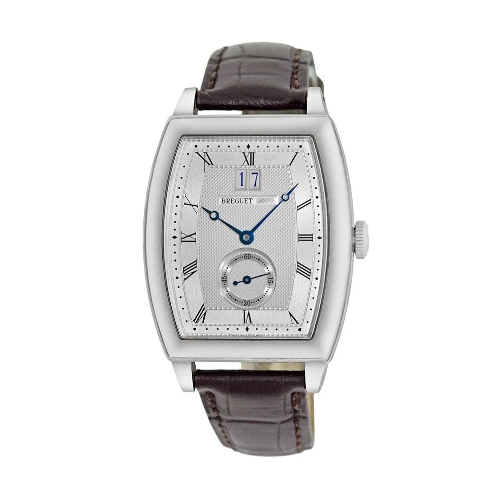BREGUET 18K WHITE GOLD 35MM BARREL-SHAPE HERITAGE BIG DATE 5480 BOX WARRANTY: BREGUET 18K WHITE GOLD 35MM BARREL-SHAPE HERITAGE BIG DATE 5480 BOX WARRANTY BRAND: Breguet Model: Heritage Big Date Reference No: 5480BB/12/996 Gender: Gent’s Movement: Handmade Swiss Automatic Mov