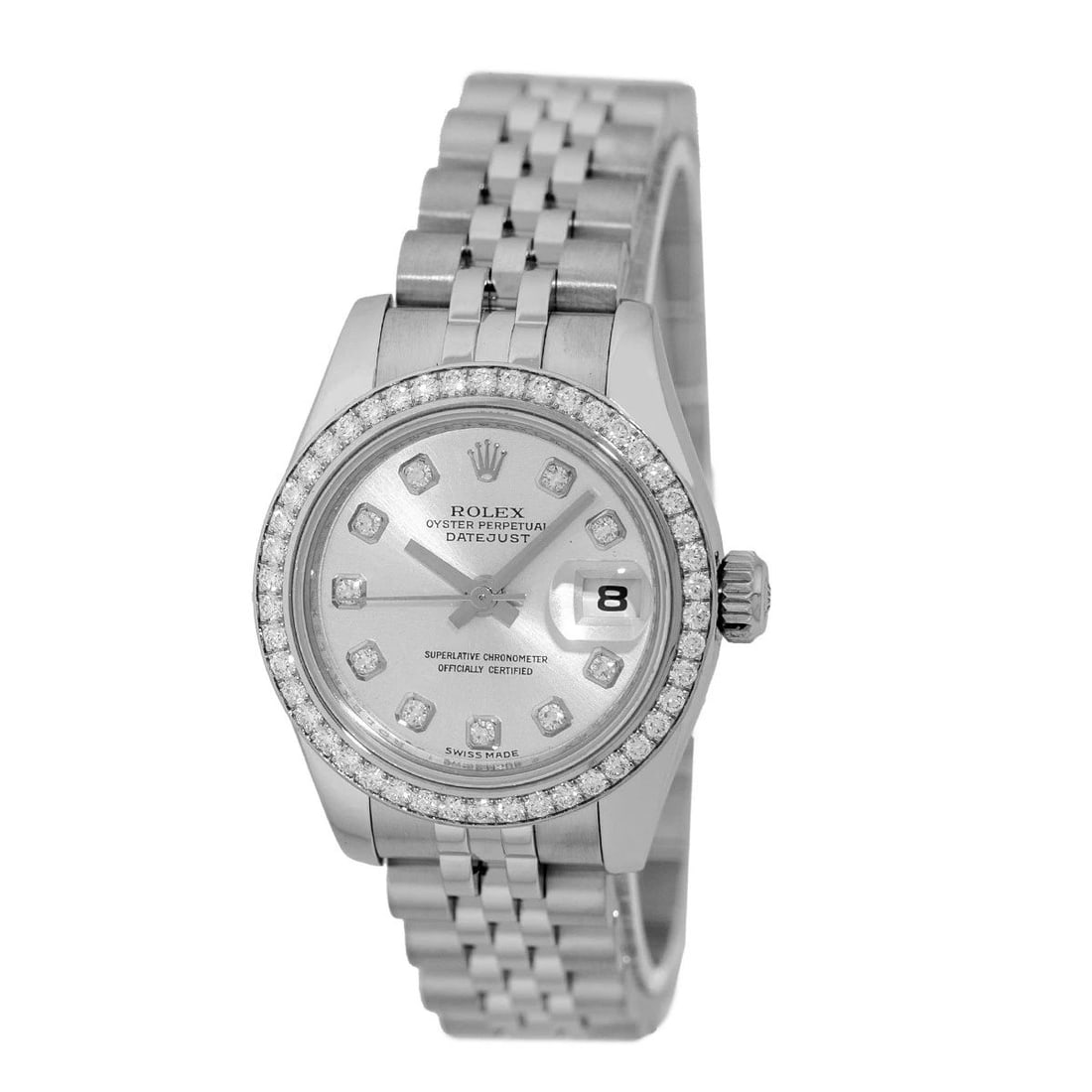 ROLEX STAINLESS STEEL 26MM ROLEX DIAMOND DATEJUST 179384 BOX WARRANTY: ROLEX STAINLESS STEEL 26MM ROLEX DIAMOND DATEJUST 179384 BOX WARRANTY BRAND: Rolex Model: Diamond Datejust Reference No: 179384 Case Measurements: Case Diameter: 26mm Water Resistance: 100m / 330ft Po